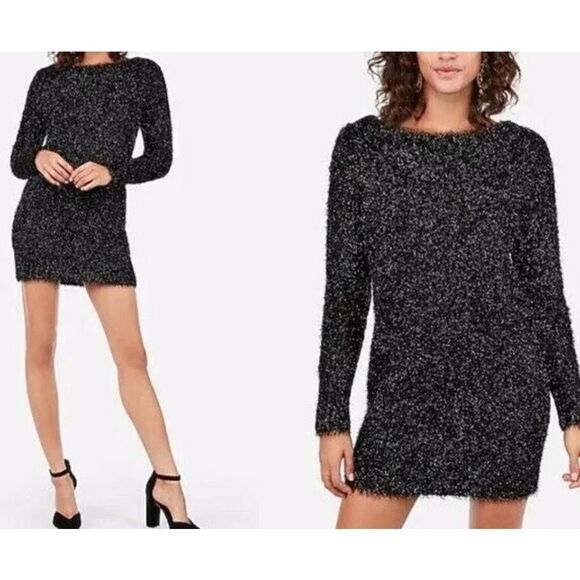 EXPRESS Nigen Mirsalehi Metallic Eyelash Knit Sweater Dress Size Small - Picture 3 of 5